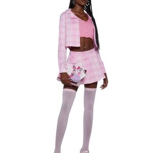 NWT Dollskill Clueless Inspired Pink Plaid Costume/Pink Co-Ord Set Regina George